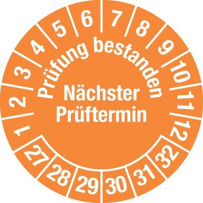 Prüfplakette "Prüfung bestanden / Nächster Prüftermin" - Grün - 30 mm - Folie - 5 x 15 Stück